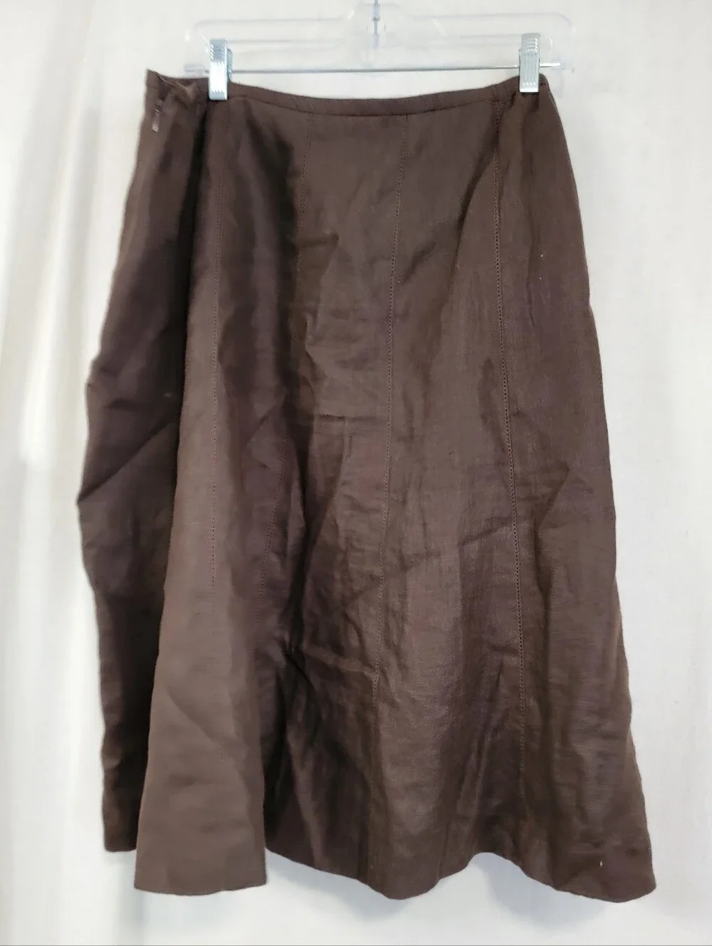 Talbots Dark Brown A-Line Linen Blend Skirt